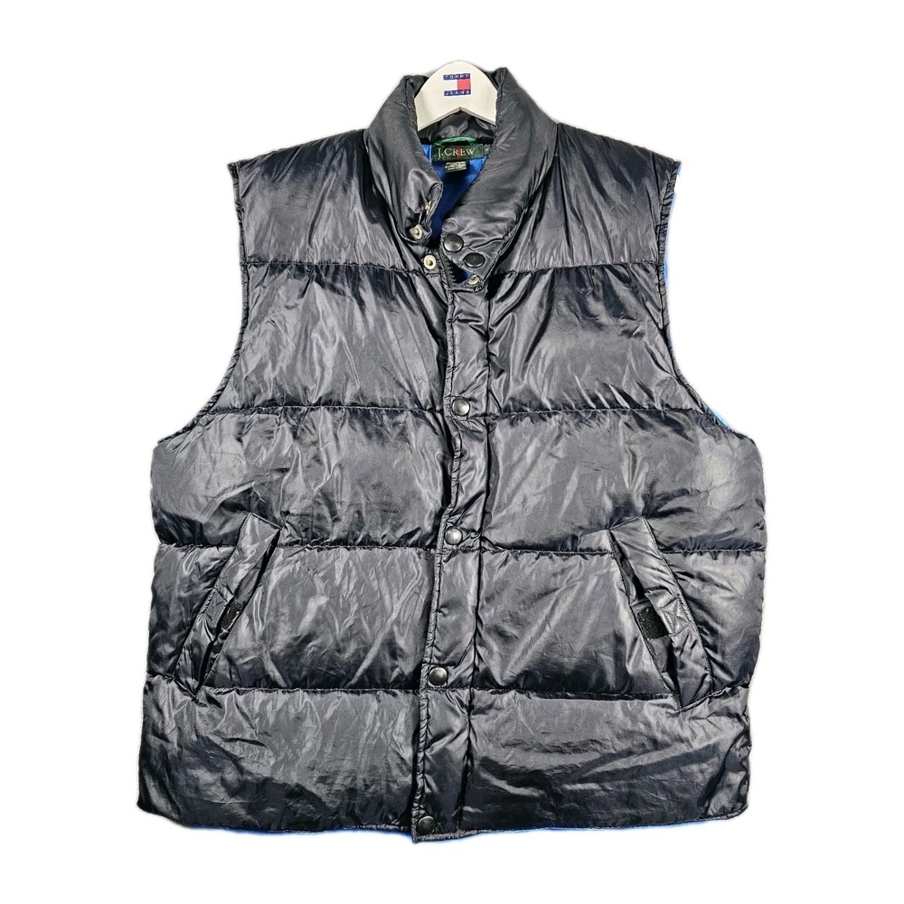J.Crew Men's Medium Black Down‎ Puffer Vest 550 Goose Feather Jacket Vintage Y2K